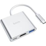 hoco. Хъб Hoco HB14 Easy use Type-C (Type-C to USB3.0+HDMI+PD) - Сребрист