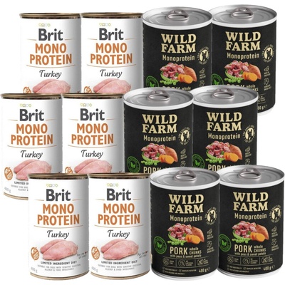Brit Mono Protein Turkey 6 x 400 g Wild Farm Monoprotein Pork 6 x 400 g