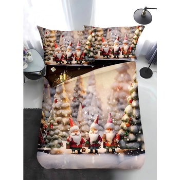 EmonaMall Двулицево коледно спално бельо, размер за приста (реално изображение) EmonaMall, 4 части - Модел S17352 (S17352-6666d4)