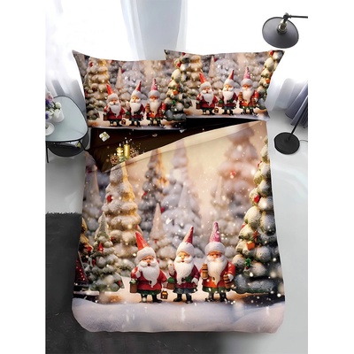 EmonaMall Двулицево коледно спално бельо, размер за приста (реално изображение) EmonaMall, 4 части - Модел S17352 (S17352-6666d4)