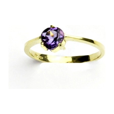 Čištín Zlatý prsten žluté i bílé zlato přírodní kámen ametyst T 1362