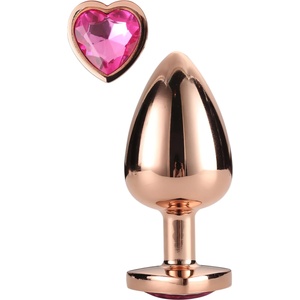 DreamToys Gleaming Love - анален разширител с форма на сърце - алуминий, розово злато, M - lovesexshop