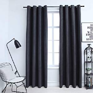 Pure Line Home Плътни завеси в цвят антрацит с метални халки, 2 бр. , 140 x 245 см - zalegloto - 74,91 лв