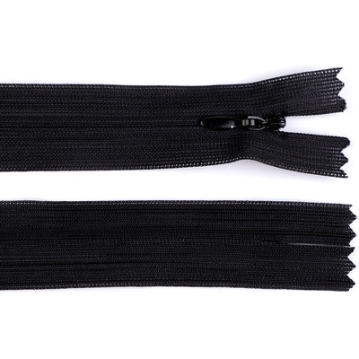 Spirálový zip skrytý No 3 délka 40 cm dederon, malé, 332 černá