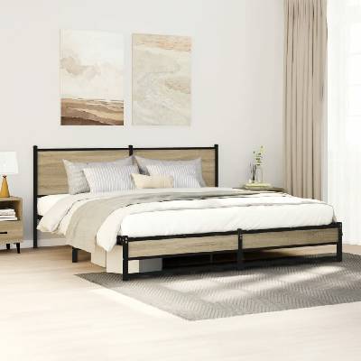 zahrada-XL 3301396 Kovový rám postele bez matrace dub sonoma