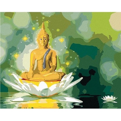 zuty Malování Podle Čísel Zlatý Buddha V Bílém Lotosu 80 x 100 Cm Plátno Rám