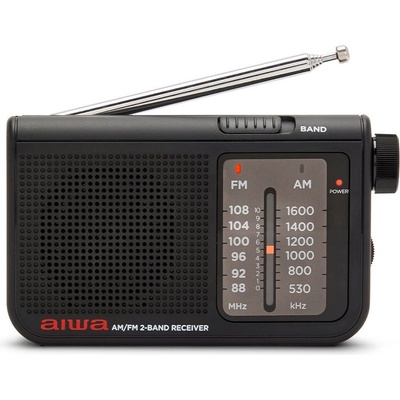 Aiwa RS-55BK - портативно AM/FM радио с ретро дизайн, аналогов тунер - черно