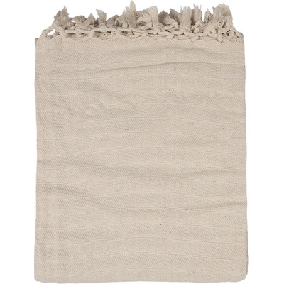 Clayre & Eef Béžový bavlnený pléd so strapcami 125x150