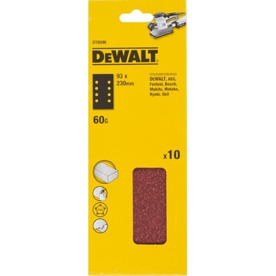 DeWALT DT8590 Brusný papír na suchý zip P60, 230 x 93 mm, 10ks