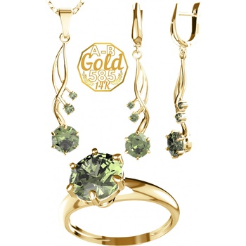 A-B Jewelry set Faerie with moldavite in yellow gold 200000107
