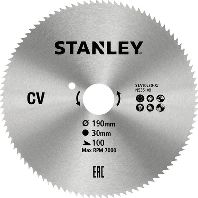 Stanley 10230 Pilový kotouč pro příčné řezy 190 x 30 mm, 100 zubů