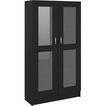 shumee Vitrína, čierna 82,5x30,5x150 cm, drevotrieska
