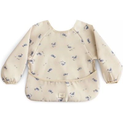 Mushie Long Sleeve Bib лигавник Whales 6-24m