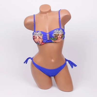 Дамски бански бриджитка в синьо и декорация