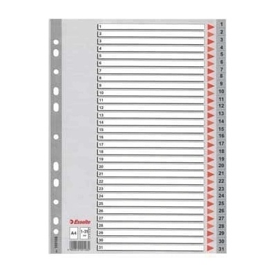 ESSELTE Rejstříky, šedá, A4, plast, 1-31, ESSELTE 400452