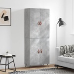 vidaXL Висок шкаф, бетонно сив, 69, 5x34x180 см, инженерно дърво (3195655)