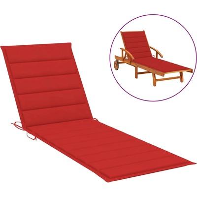 vidaXL Шалте за шезлонг, червено, 200x50x3 см, Оксфорд плат (314194)