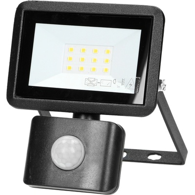 ORNO LED reflekto BULLED S AD-NL-6153BLR4, s PIR, 10W, 800lm, IP44, 4000K, čierny, hliník a skl