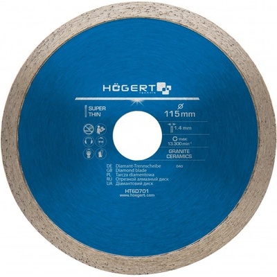 Högert Diamantový kotouč celoobvodový 115 mm HT6D701