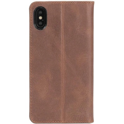 Krusell Sunne Folio Case - кожен калъф (ествествена кожа) тип портфейл за iPhone XS, iPhone X (кафяв)