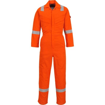Portwest bizflame plus lightweight fr28 / Огнеупорен светлоотразителен гащеризон, антистатичен - оранжев m (fr28orrm)