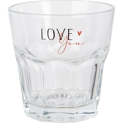 Clayre & Eef Sklenička se srdíčkem Love you Heart & Smile Ø 8*8 cm 200 ml