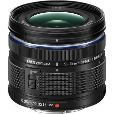 Olympus Обектив OM SYSTEM M. Zuiko Digital ED 9-18mm f/4-5.6 II Lens (Micro Four Thirds) (V335940BW000)