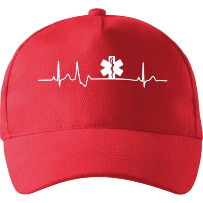 EKG rescue so zahnutým šiltom a látkovou sponou Červená