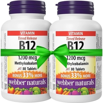 Webber Naturals Vitamin В12, 1200 mcg, 2 x 80 таблетки с удължено освобождаване, Webber Naturals (66923 WN)