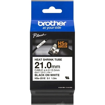 Brother Касета с термо-свиваем шлаух Brother HSе-251E, черно върху бяло, 21mm ширина, 1.5m дължина (HSE251E)