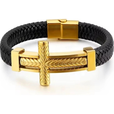 Izmael náramok Big Cross Čierna/Zlatá KP32506