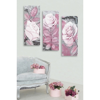ASIR Obraz na MDF 3ks RŮŽE 20 x 50 cm