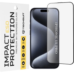 Techsuit Протектор за iPhone 15 Pro - ESD Glass - черен