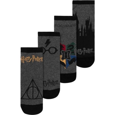 Lizenz Мъжки чорапи Harry Potter Hogwarts Mix Men Sneaker Socks 4 pairs