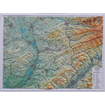 Kartografie HP Valašsko, Slovácko - nástěnná plastická mapa Varianta: bez rámu, Provedení: plastická mapa