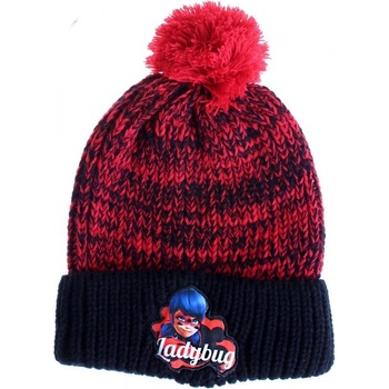 Setino dievčenská zimná čiapka s brmbolcom a motívom Čarovná lienka Ladybug