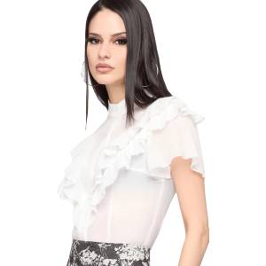 KILLSTAR дамска блуза KILLSTAR - MIDNIGHT VALE - ELEGANT RUFFLE - White - KSRA014850