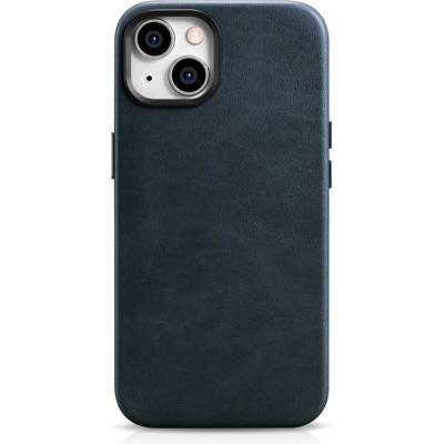 ICARER Кейс от естествена кожа iCarer Oil Wax Premium за iPhone 14 Plus, магнитен, съвместим с MagSafe, Тъмносин (WMI14220703-BU) (WMI14220703-BU)