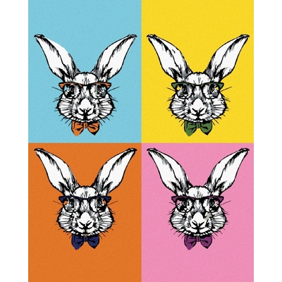 Zuty Malování podle čísel POP ART KRÁLÍCI S BRÝLEMI