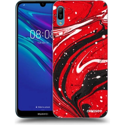 Púzdro Picasee silikónové Huawei Y6 2019 - Red black čiré