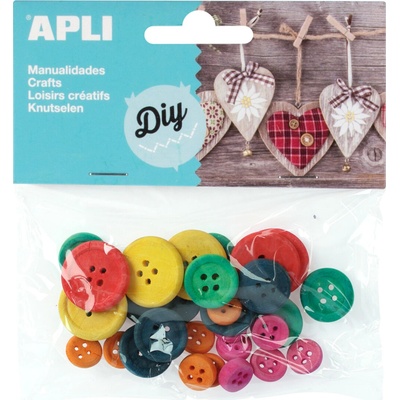 APLI Gombíky drevené 30 ks