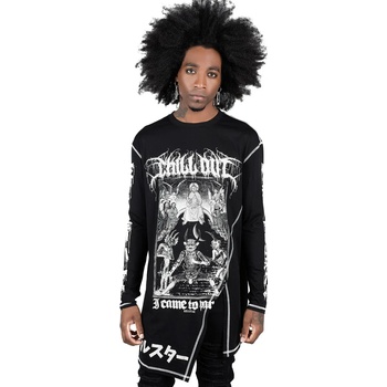 Image 1 of KILLSTAR Унисекс дълъг ръкав тениска killstar - Успокой се, тениска с драперия - Черен - ksra003715