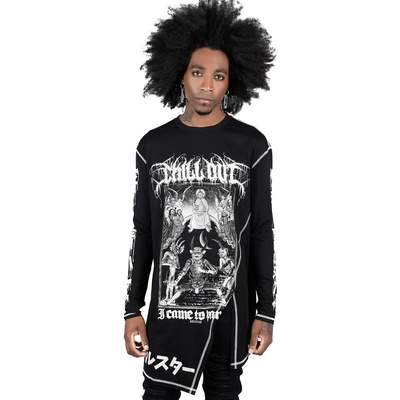 KILLSTAR Унисекс дълъг ръкав тениска killstar - Успокой се, тениска с драперия - Черен - ksra003715