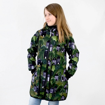 Crawler dívčí softshellový zateplený kabát Domy