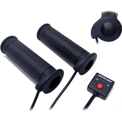 KOSO gripy vyhřívané s ovladačem ATV/sněžný skútr (22mm 7/8) délka 130mm (HG-07 struktura) 5 úrovní vyhřívání (OF769, OF770) (EL)