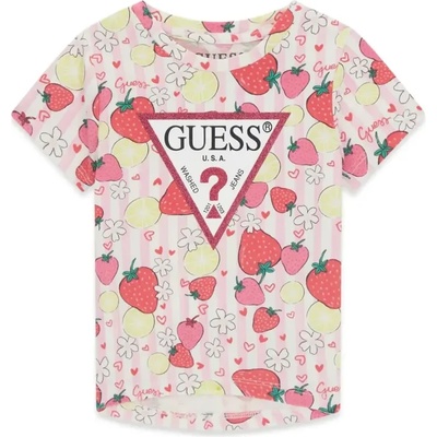GUESS Светло розова тениска за мини момиче с плодове Guess