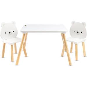 Moni Toys Дървена маса с 2 стола White Bears