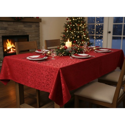 Mybesthome Vánoční ubrus QUEEN žakárový vzor červená 140x140 cm – Zboží Dáma