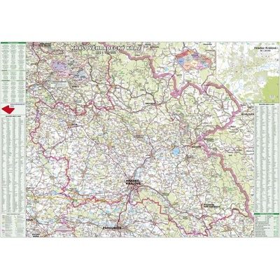 ZES Královehradecký kraj - nástěnná mapa 130 x 95 cm Varianta: bez rámu v tubusu, Provedení: laminovaná mapa v lištách