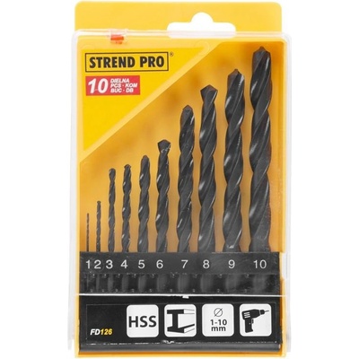 Sada vrtákov Strend Pro FD126, 10 dielna, 1-10 mm, HSS, do kovu
